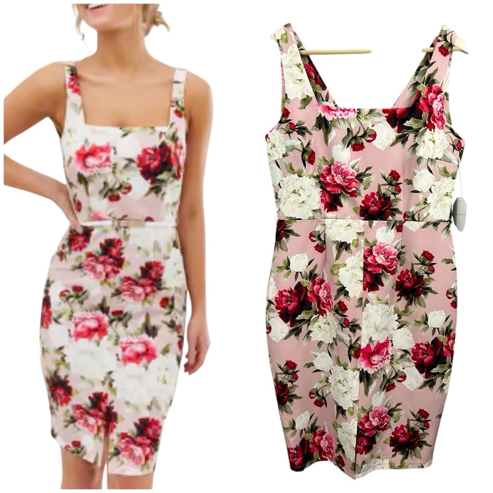 NWT Paper Dolls London Square Neck Floral Pink Dress Size 8